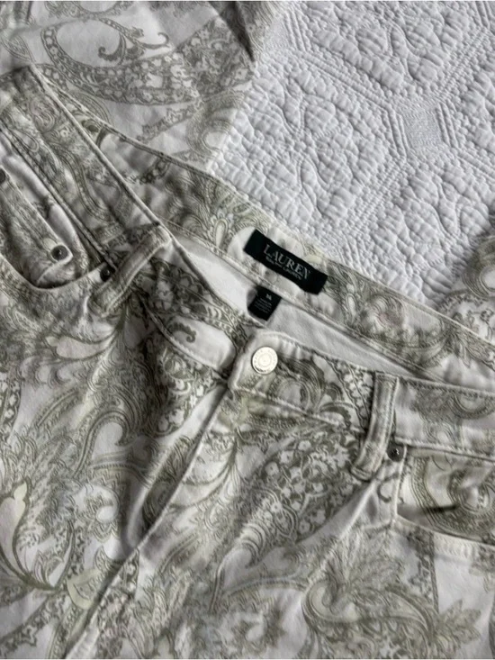 Lauren Ralph Lauren Premier Straight Ankle Jeans White&Green Bandana - Picture 4 of 5